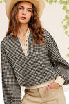 Oversized Two-Tone Textured L/S Top