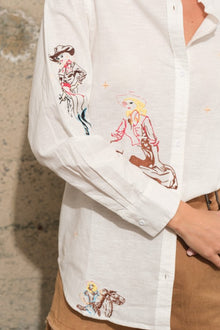  Embroidered Cowgirl Linen Shirt