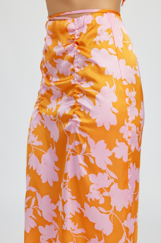 Ruched Contrast Maxi Skirt