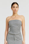 Striped Twill Tube Top