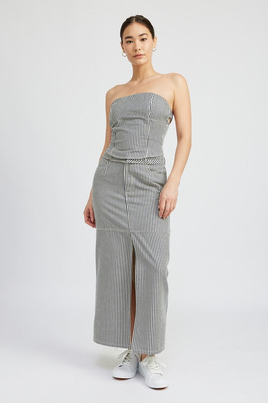 Striped Twill Tube Top