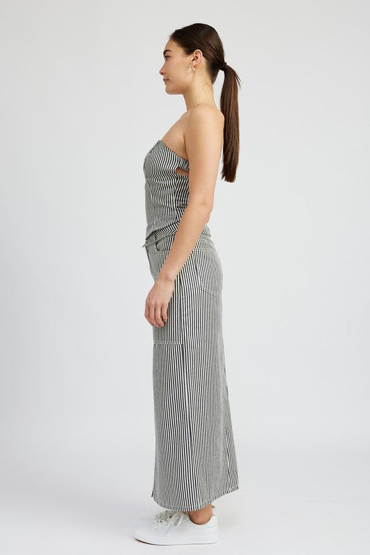 Striped Twill Tube Top