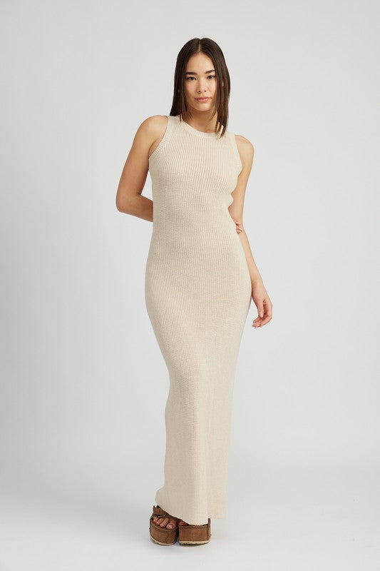 Open Back Halter Maxi Dress