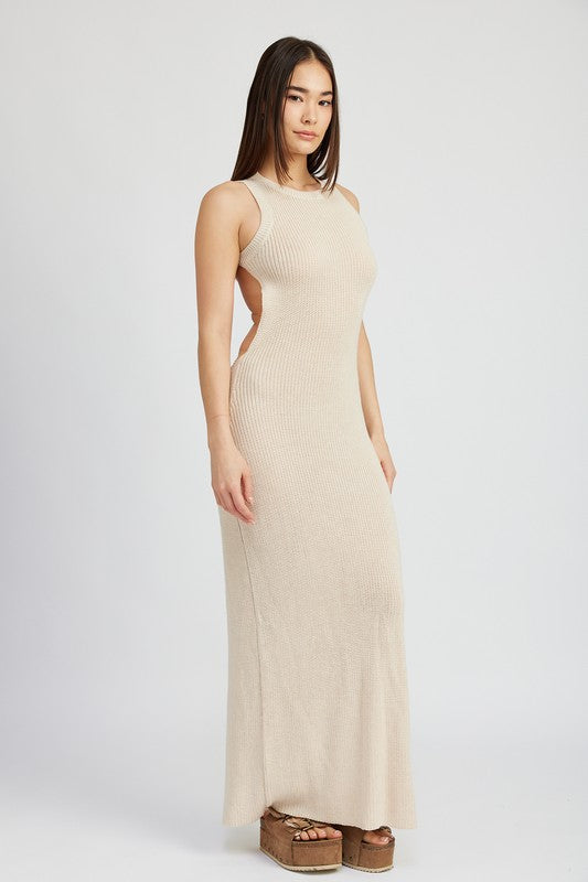 Open Back Halter Maxi Dress