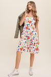 Flower Print Square Neck Dress
