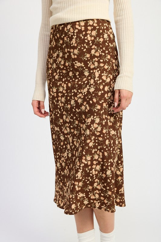 Dusty Floral Midi Skirt
