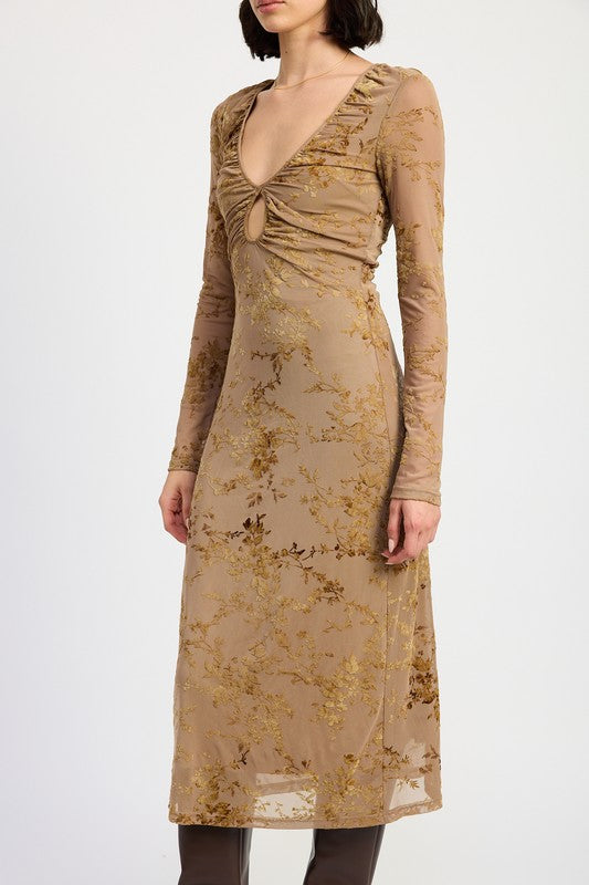 Midi L/S Key Hole Dress