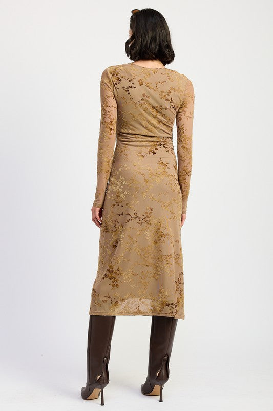 Midi L/S Key Hole Dress