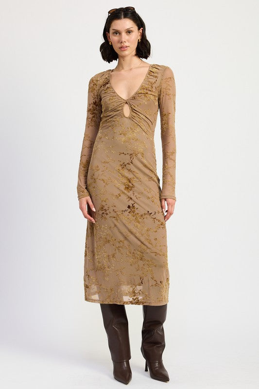 Midi L/S Key Hole Dress