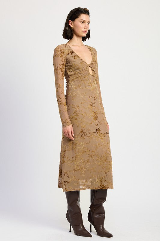 Midi L/S Key Hole Dress