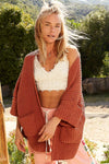 Open Front Sweater Cardigan in Brick