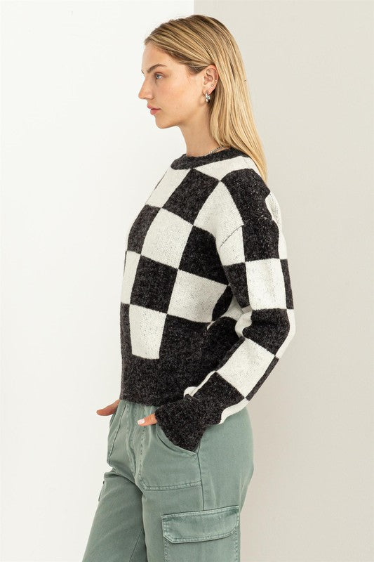 Bold Checkered L/S Sweater