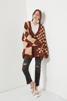  Mocha Checkered Sweater