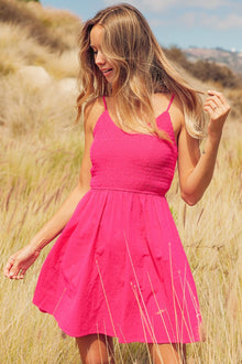  Pinky Smocked Mini Cami Dress