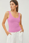 Raspberry Scoop Neck Wide Strap Tank