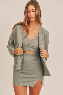  3 Piece Sweater Set in Dusty Olive