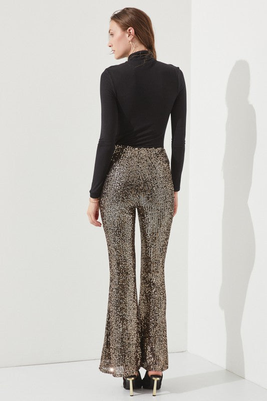 High-waist Sequin Flare Pants