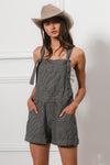 Tie Strap Washed Stripe Denim Overalls