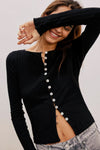 Button Up Round Neck L/S Top
