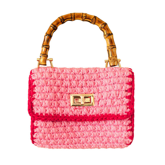Airmal Mini Crochet Handbag In Pink & Red