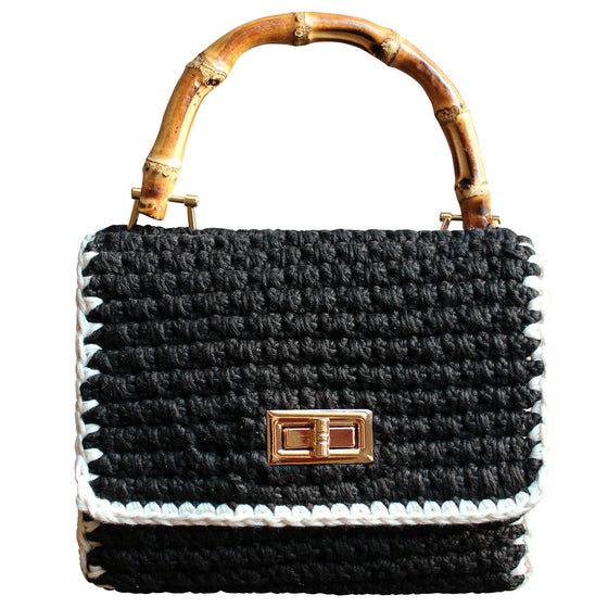 Airmal Mini Crochet Handbag in Black & White