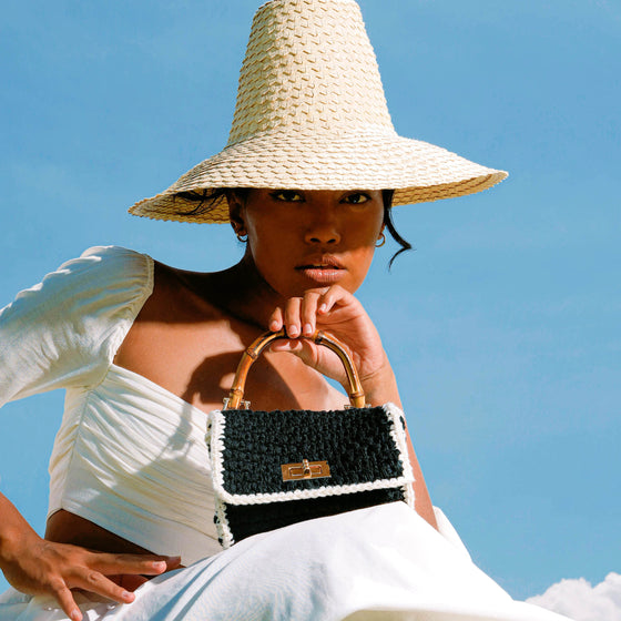Airmal Mini Crochet Handbag in Black & White