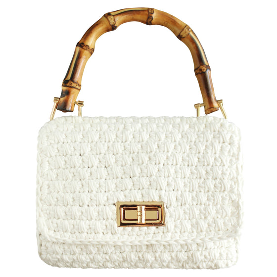 Airmail Mini Crochet Handbag In White