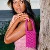 Antonia Crystal Beads Bucket Bag In Hot Pink