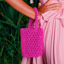  Antonia Crystal Beads Bucket Bag In Hot Pink