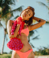Arnoldi Jean Hand-beaded Clutch, in Red & Pink