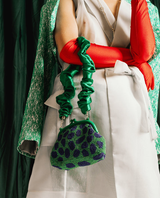 Arnoldi Jade Hand-beaded Clutch Bag In Lush Green & Blue