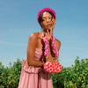 Arnoldi Daisy Hand-beaded Clutch In Pink & Red