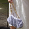 Awan Ruffle Bag in Navy Blue Gingham