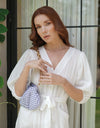 Awan Ruffle Bag in Navy Blue Gingham