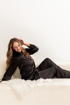 Black Satin Pajama Pants Set