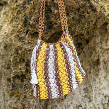  Colette Macrame Beach Bag In Yellow & Brown