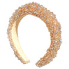 Crown Glass Crystal Beads Headband In Champagne Beige