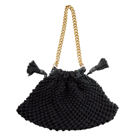 Lyon Macrame Tote Bag In Black