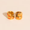 Checkered Rounded Super Chunky Huggie Hoop Earrings