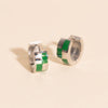 Checkered Rounded Super Chunky Huggie Hoop Earrings