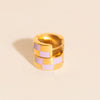 Checkered Rounded Super Chunky Huggie Hoop Earrings