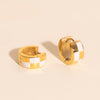 Checkered Rounded Super Chunky Huggie Hoop Earrings