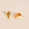 Checkered Rounded Super Chunky Huggie Hoop Earrings