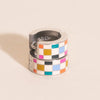 Bright Checkered Super Chunky Huggie Hoop Earrings