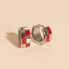 Checkered Rounded Super Chunky Huggie Hoop Earrings