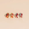 Checkered Rounded Super Chunky Huggie Hoop Earrings