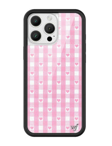  Pink Gingham Hearts iPhone Case