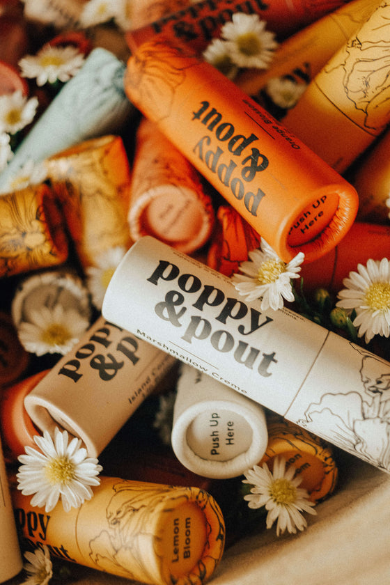 Poppy & Pout Lip Balm-Pomegranate Peach