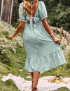 Gingham Puff Sleeve Midi Dress