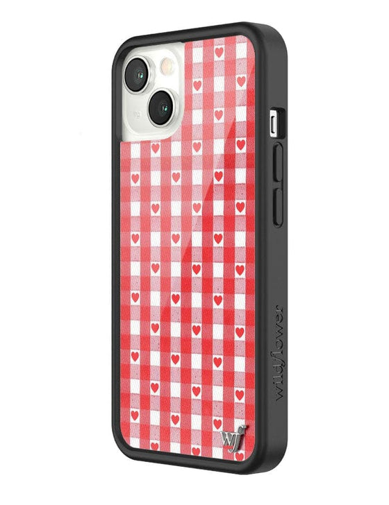 Red Gingham Hearts iPhone Case